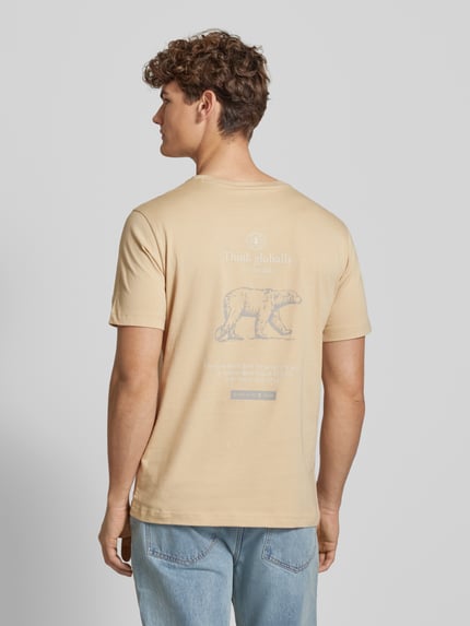 Champion T-shirt z detalami z logo Beżowy 5