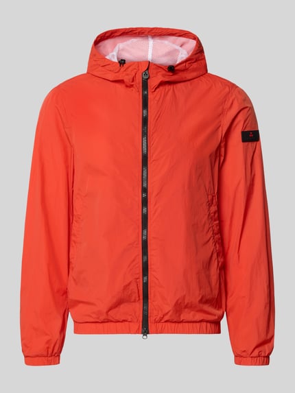 Produktfoto, Jacke mit Kapuze Modell 'NIGLE' von Peuterey in kräftigem Orange, Zweiwege-Reißverschluss, strukturierte Nylon-Oberfläche