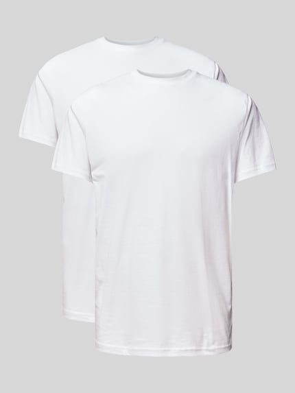 T-Shirt mit geripptem Rundhalsausschnitt im 2er-Pack Shop The Look MANNEQUINE