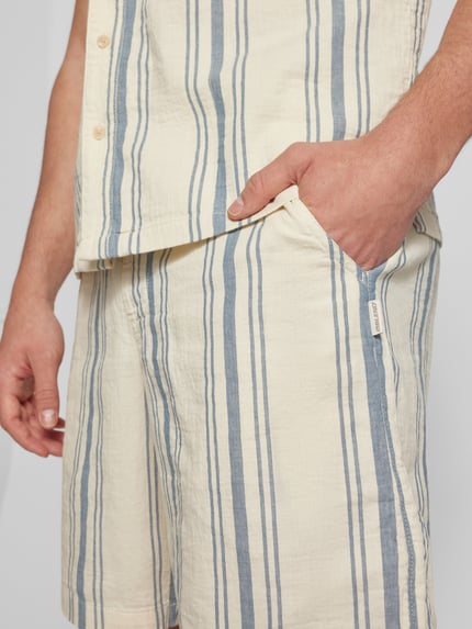 Blend Korte regular fit broek met tunnelkoord, model 'MILES' Rookblauw - 3