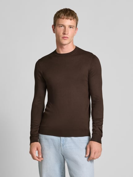 ONLY & SONS Regular Fit Strickpullover aus Viskose-Mix Modell 'WYLER' Dunkelbraun 4