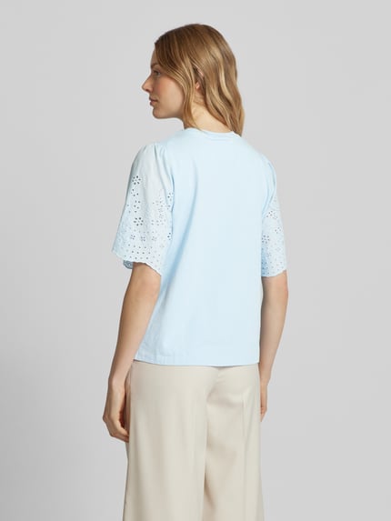 YAS Regular Fit T-Shirt mit Lochmuster Modell 'YASLEX' Hellblau 5