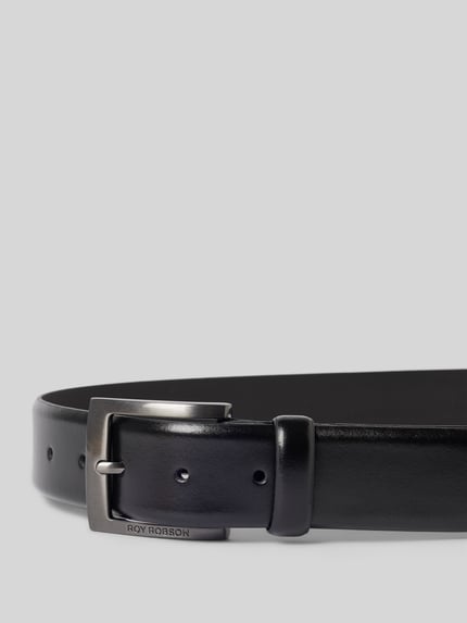 Productfoto, Ledergürtel aus echtem Leder van ROY ROBSON, heren leren riem in klassiek model met rechte doornsluiting van metaal, label in reliëf, Breedte maat 95: 3 cm, zwart leer met glad oppervlak