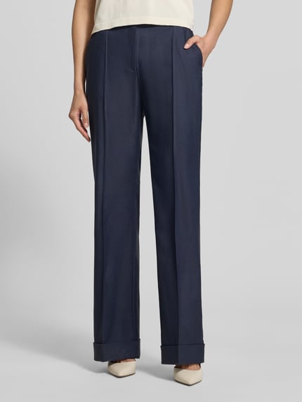 BOSS Wide Leg Hose aus Viskose-Mix Modell 'Talia5' Marine 4