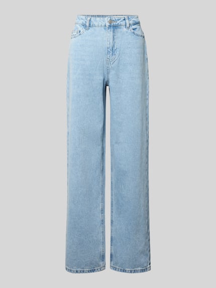 Productfoto, Wide Fit Jeans met 5-pocket-design model 'ALEXA' van Noisy May, lichtblauw, pure katoen, losse pasvorm, rechte pijpen.