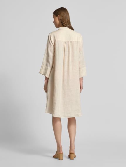 0039 Italy Knielanges Hemdblusenkleid aus Leinen mit 3/4-Arm Modell 'GRACY' Beige 5