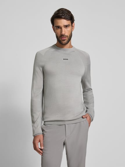 BOSS Green Sweter z dzianiny o kroju regular fit z dodatkiem wełny Jasnoszary 4
