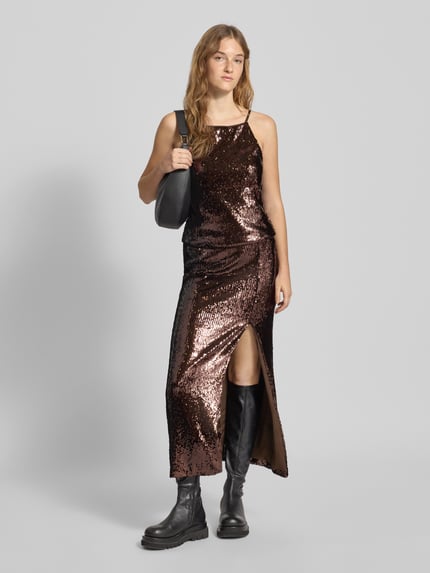 LeGer Midirock mit Pailletten Modell 'Inska' Dunkelbraun 1