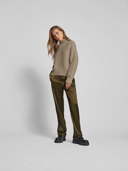Joseph Loose fit zijden broek met steekzakken Middenbruin - 1