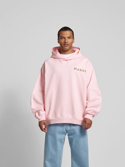 Marni Bluza z kapturem o kroju oversized z nadrukiem z logo Różowy 4