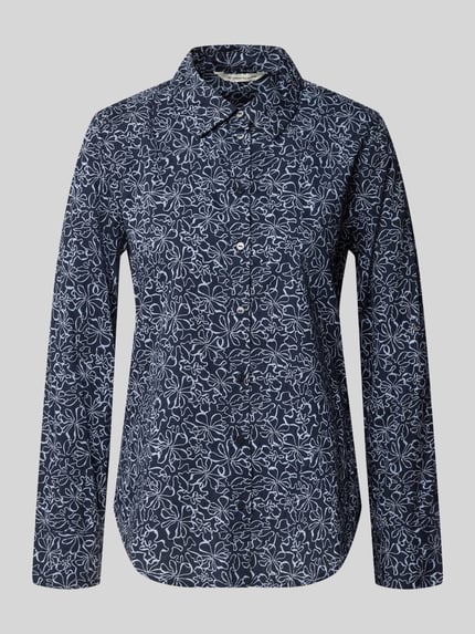 Tom Tailor blouse met lange mouwen met afgeronde zoom Blauw - 1