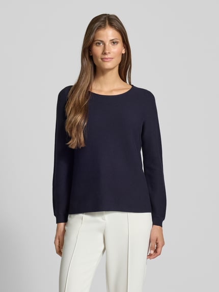 Christian Berg Woman Regular fit shirt met lange mouwen van puur katoen in gebreide look Donkerblauw - 4