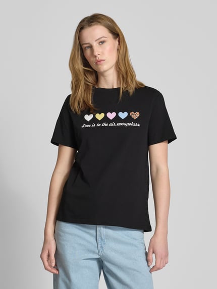 PIECES Regular Fit T-Shirt aus reiner Baumwolle Modell 'MARIA' Black 4