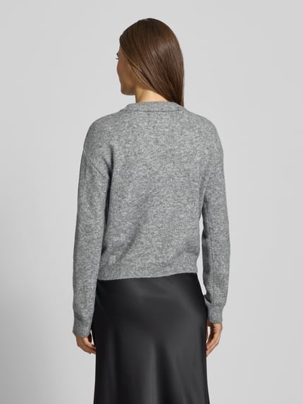 VERO MODA Regular Fit Strickpullover mit Viskose-Anteil Modell 'AMOREMIO' Mittelgrau Melange 5