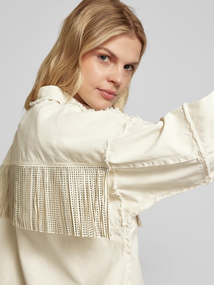 YAS Jeansjack met franjes Model 'JESSIE' Beige - 3