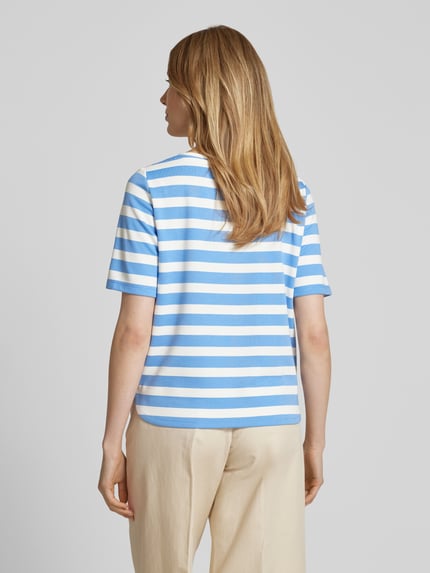 MORE & MORE T-Shirt mit geripptem U-Boot-Ausschnitt Blau 5