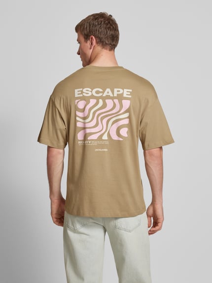 JACK & JONES T-shirt z nadrukiem z logo Beżowy 5