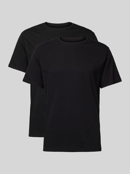 Produktfoto, T-Shirt mit Rundhalsausschnitt im 2er-Pack von Götzburg Wäsche, schwarze Herren T-Shirts aus reiner Baumwolle, Regular-Fit