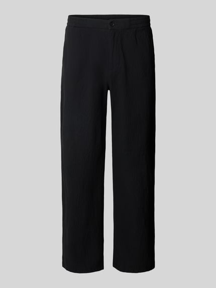 REVIEW Spodnie materiałowe o kroju straight fit z mieszanki bawełny Czarny 2