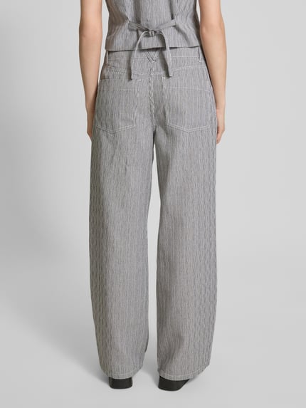 Cph Muse Wide Leg Stoffhose mit Leinen-Anteil Modell 'EMILY' Black 5