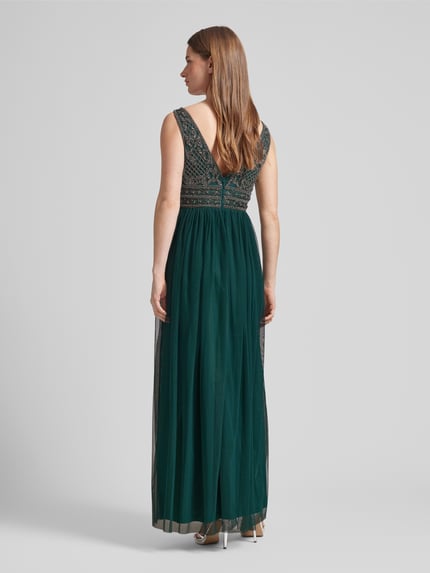 Lace & Beads Abendkleid mit Perlen- und Ziersteinbesatz Dunkelgruen 5