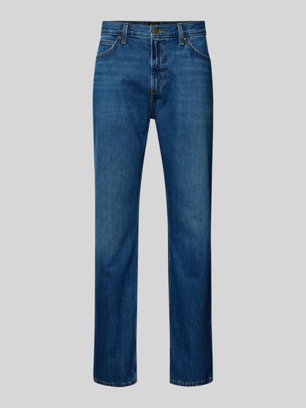 Produktfoto, Straight Fit Jeans im 5-Pocket-Design Modell 'WEST' von Lee, reine Baumwolle in Blau mit geradem Schnitt und mittlerer Waschung