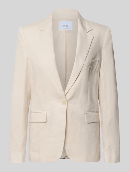 Produktfoto, Blazer mit Pattentaschen Modell 'Boreli' von Mango aus Reine Baumwolle in Beige, taillierte Passform, Reverskragen, Brusttasche