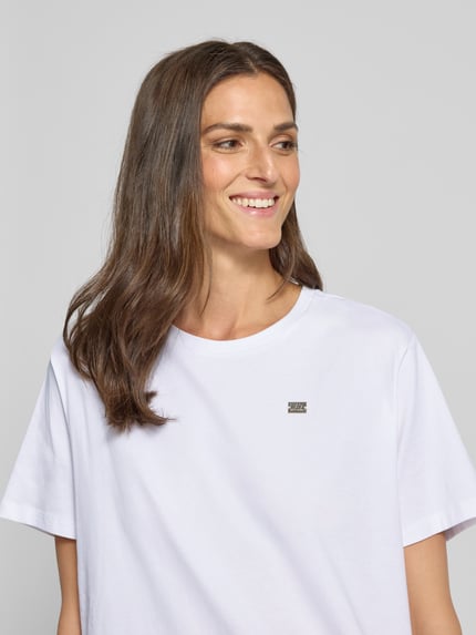 EA7 Emporio Armani Regular Fit T-Shirt aus Baumwoll-Mix mit Logo-Applikation Weiss 3