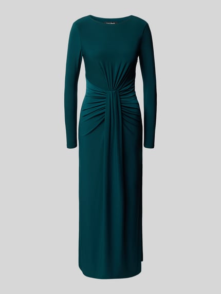 Produktfoto, Abendkleid mit Rundhalsausschnitt von Forever New in Smaragdgrün, Maxilänge, Drapierung, Raffungen und körpernahe Passform
