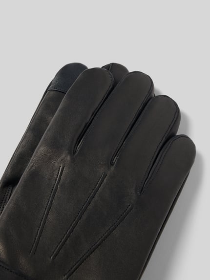 Produktfoto, handschoenen uit echt leer met touchscreen-functie van Akaroa, heren handschoenen met drukknoopsluiting, siernaden, gladde structuur