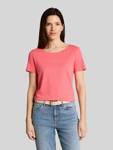 Tom Tailor Regular Fit T-Shirt mit Label-Schriftzug Koralle 4