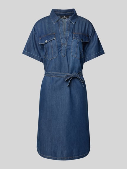 monari Knielanges Jeanskleid mit Brusttaschen Jeansblau 2