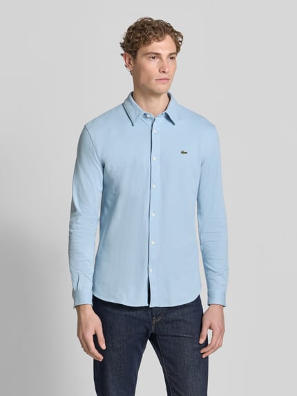 Lacoste Slim Fit Freizeithemd aus reiner Baumwolle Hellblau 4