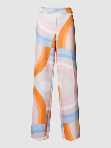HERZENS Straight leg stoffen broek met all-over print Oranje - 2