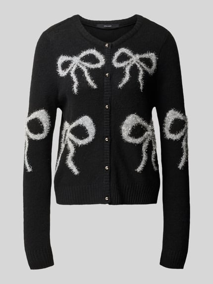 VERO MODA Cardigan mit glitzernden Schleifen-Applikationen Black 1