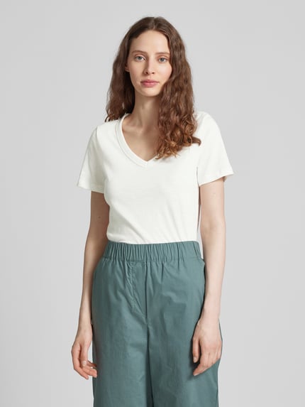 Tom Tailor T-Shirt mit V-Ausschnitt Weiss 4
