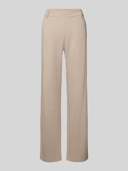 Produktfoto, beige Straight Fit Hose aus Viskose-Mix Modell 'POPTRASH' von Only, unifarben, elastischer Bund, Sweat-Textur