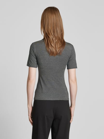 MSCH Copenhagen T-Shirt mit geripptem Rundhalsausschnitt Modell 'Betrina' Mittelgrau Melange 5