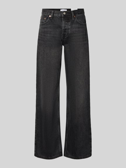 Produktfoto, Wide Leg Jeans im 5-Pocket-Design Modell 'EMBER' von Topshop in Schwarz, Reine Baumwolle, Wide-Fit, sichtbare Struktur