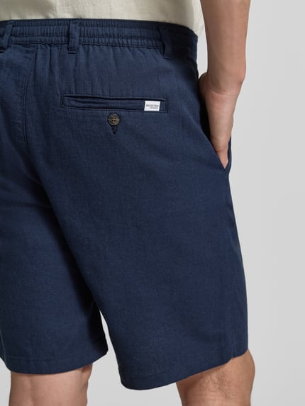 Selected Slim Fit Bermudas aus Baumwoll-Leinen-Mix Modell 'BRODY' Marine 3