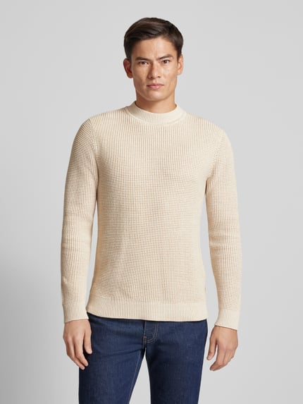 JACK & JONES Premium Sweter z dzianiny z prążkowanymi wykończeniami model ‘VIGGO’ Złamany biały 4