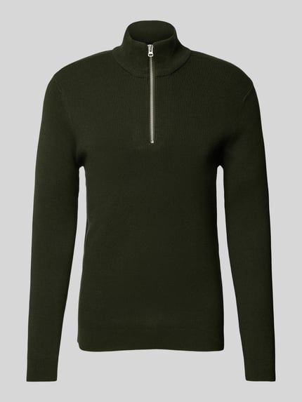 ONLY & SONS Regular fit gebreide pullover met opstaande kraag, model 'PHIL' Olijfgroen - 2