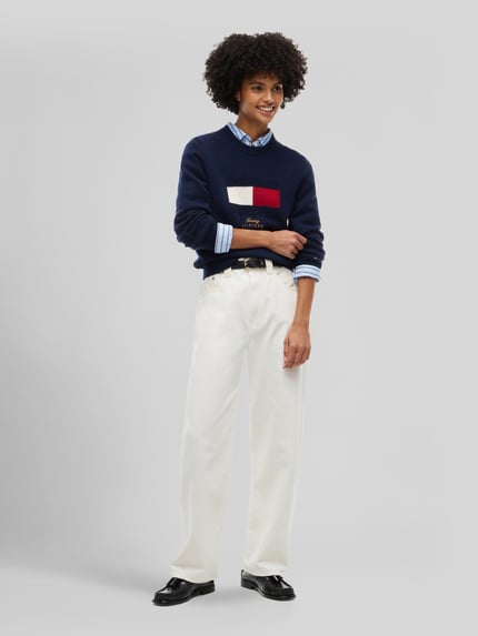 Tommy Hilfiger Pullover aus Wolle Kaschmir mit Logo-Intarsie Marine 1