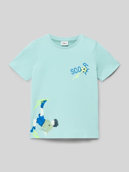 Produktfoto, Regular Fit T-Shirt aus reiner Baumwolle von s.Oliver RED LABEL, Kinder T-Shirt, Optik: Unifarben, Motiv-Print, Rundhals, Kurzarm, Jersey