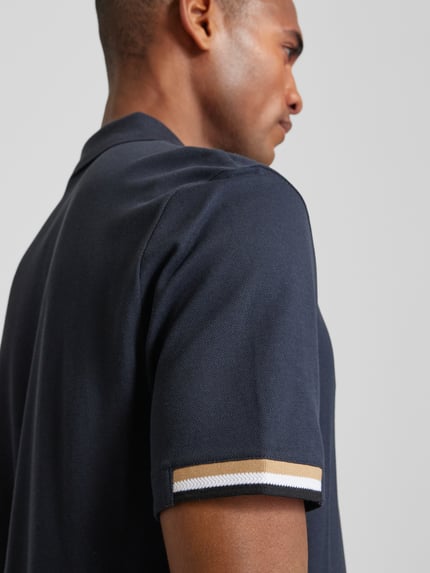 BOSS Poloshirt met labelprint, model 'Parlay' Marineblauw - 3