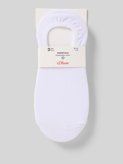 Produktfoto, Füßlinge mit elastischem Bund im 3er-Pack von s.Oliver RED LABEL in Weiß, Baumwoll-Mix mit Stretch-Anteil, glatte Struktur.