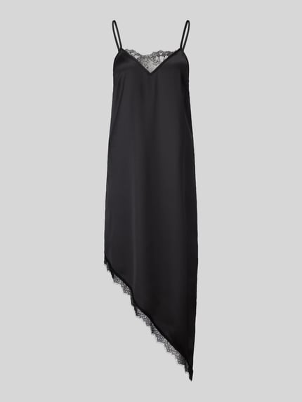 PIECES Fließendes Abendkleid mit asymmetrischem Saum Modell 'EVY' Black 2