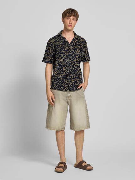 ONLY & SONS Relaxed Fit Freizeithemd aus Frottee 'SEARL' Dunkelblau 1