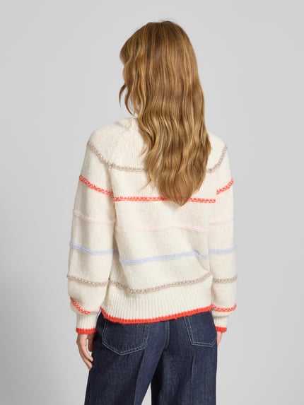 PIECES Regular Fit Strickpullover mit Raglanärmeln Modell 'NELIA' Offwhite 5