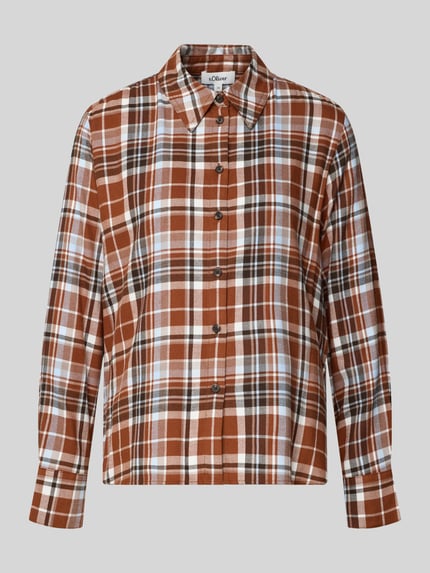 s.Oliver RED LABEL Regular Fit Langarmbluse mit Label-Print Cognac 1